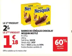 Auchan Supermarché Barres de céréales chocolat nesquik nestlé offre