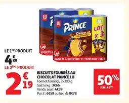 Auchan Supermarché LU Biscuits fourrés au chocolat prince offre