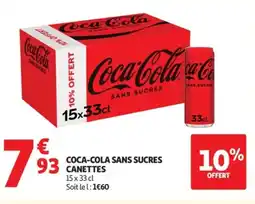 Auchan Supermarché COCA-COLA Sans sucres canettes offre