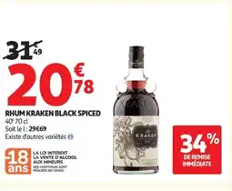 Auchan Supermarché KRAKEN BLACK SPICED Rhum offre