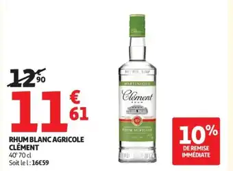 Auchan Supermarché CLÉMENT Rhum blanc agricole offre