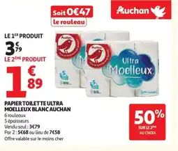 Auchan Supermarché AUCHAN Papier toilette ultra moelleux blanc offre