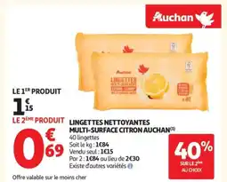 Auchan Supermarché AUCHAN Lingettes multi-surfaces citron lemon multi-surface wipes offre