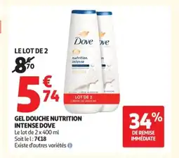 Auchan Supermarché DOVE Gel douche nutrition intense offre