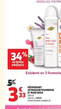 Auchan Supermarché DOVE Déodorant atomiseur framboise et rose offre