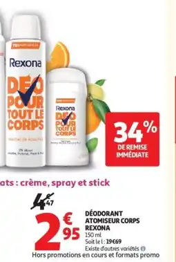 Auchan Supermarché REXONA Déodorant €atomiseur corps offre