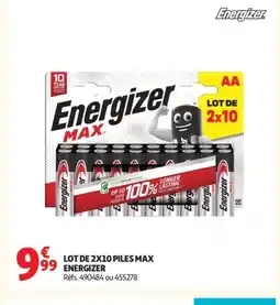 Auchan Supermarché ENERGIZER Lot de 2x10 piles max offre