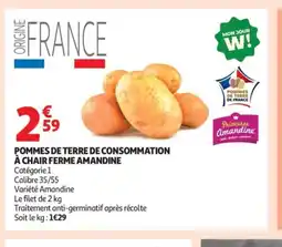 Auchan Supermarché Pommes de terre de consommation à chair ferme amandine offre