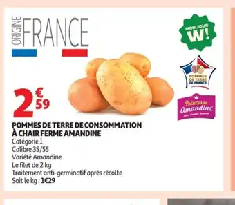 Auchan Supermarché Pommes de terre de consommation à chair ferme amandine offre