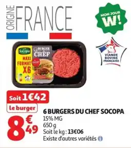 Auchan Supermarché SOCOPA 6 burgers du chef offre