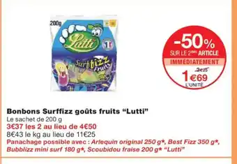 Monoprix LUTTI Bonbons Surffizz goûts fruits offre