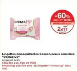Monop' Lingettes démaquillantes cocoon peaux sensibles demak'up offre