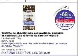 Monoprix Tablette de chocolat noir aux myrtilles, amandes et noisettes Les recettes de l'atelier offre