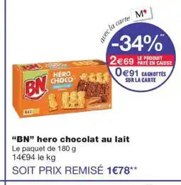 Monoprix BN hero chocolat au lait offre