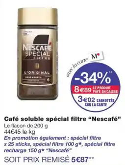 Monoprix NESCAFÉ Café soluble spécial filtre offre