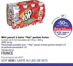 Monoprix YOP Mini yaourt à boire parfum fraise offre