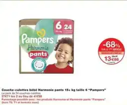 Monop' Couche-culottes bébé harmonie pants taille 6 pampers offre