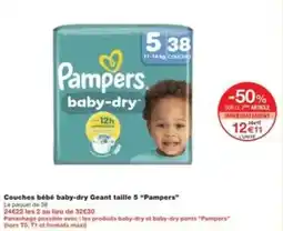 Monop' Couches bébé baby-dry geant taille 5 pampers offre