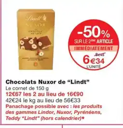 Monoprix LINDT Chocolats Nuxor offre