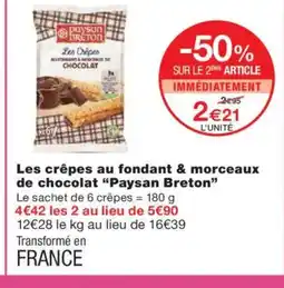 Monoprix PAYSAN BRETON Les crêpes au fondant & morceaux de chocolat offre