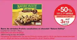 Monoprix NATURE VALLEY Barre de céréales Protein cacahuètes et chocolat offre