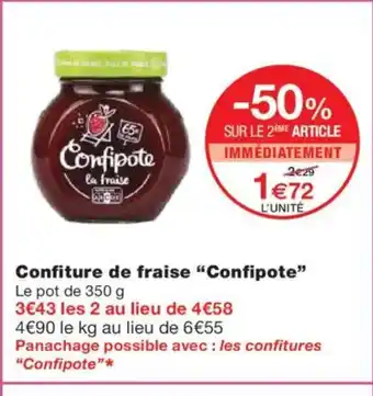 Monoprix CONFIPOTE Confiture de fraise offre