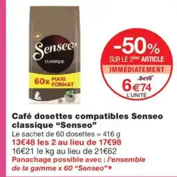 Monoprix SENSEO Café dosettes compatibles Senseo classique offre