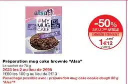 Monoprix ALSA Préparation mug cake brownie offre