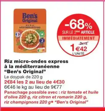 Monoprix BEN'S ORIGINAL Riz micro-ondes express à la méditerranéenne offre