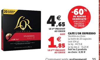 Hyper U Cafe L'Or Espresso offre