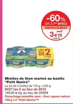 Monoprix PETIT NAVIRE Miettes de thon mariné au basilic offre