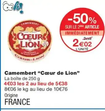 Monoprix CŒUR DE LION Camembert offre