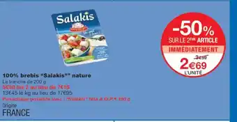 Monoprix SALAKIS 100% brebis nature offre