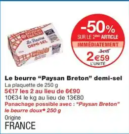 Monoprix PAYSAN BRETON Le beurre demi-sel offre