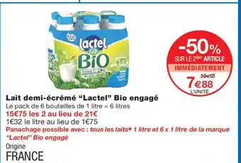 Monoprix LACTEL Lait demi-écrémé Bio engagé offre