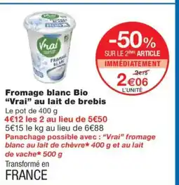 Monoprix VRAI Fromage blanc Bio au lait de brebis offre