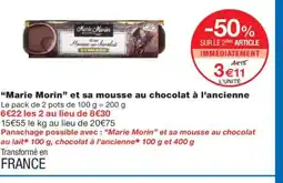 Monoprix MARIE MORIN et sa mousse au chocolat à l'ancienne offre