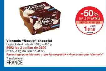 Monoprix NESTLÉ Viennois chocolat offre