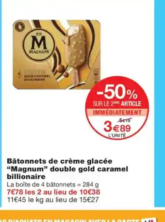 Monoprix MAGNUM Bâtonnets de crème glacée double gold caramel billionaire offre