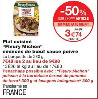 Monoprix FLEURY MICHON Plat cuisiné émincés de bœuf sauce poivre offre