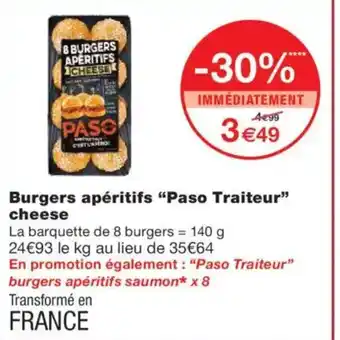 Monoprix PASO TRAITEUR Burgers apéritifs cheese offre
