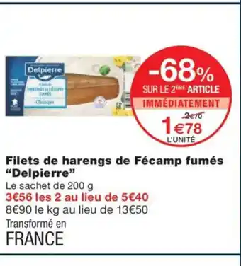 Monoprix DELPIERRE Filets de harengs de Fécamp fumés offre