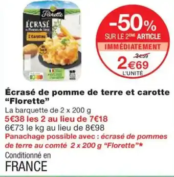 Monoprix FLORETTE Écrasé de pomme de terre et carotte offre