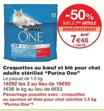 Monoprix PURINA ONE Croquettes au bœuf et blé pour chat adulte stérilisé offre