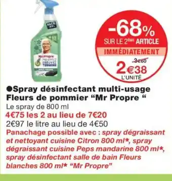 Monoprix MR PROPRE Spray désinfectant multi-usage Fleurs de pommier offre