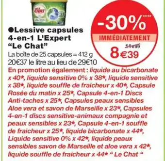 Monoprix LE CHAT Lessive capsules 4-en-1 L'Expert offre