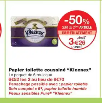 Monoprix KLEENEX Papier toilette coussiné offre