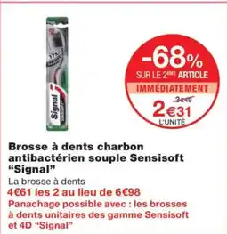 Monoprix SIGNAL Brosse à dents charbon antibactérien souple Sensisoft offre