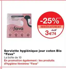 Monoprix FAVA Serviette hygiénique jour coton Bio offre