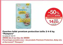 Monoprix PAMPERS Couches bébé premium protection taille 2 offre
